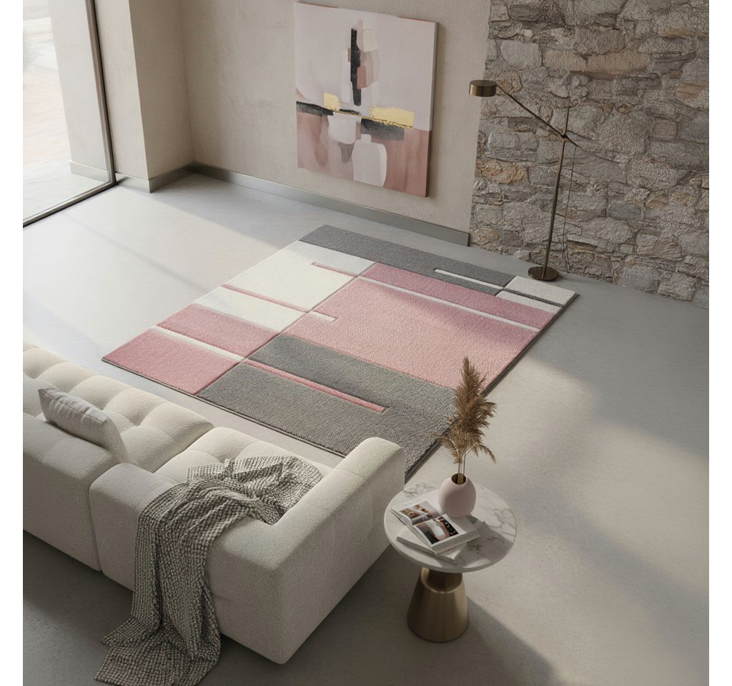 KADIMA DESIGN Teppich LATEMAR Wohnzimmer Schlafzimmer Waschbar Wohnzimmerteppich Esszimmer, Läufer, Höhe: 15 mm, Pink, 80x150 cm, Strapazierfähig Fußbodenheizun – Bild 4 von 5