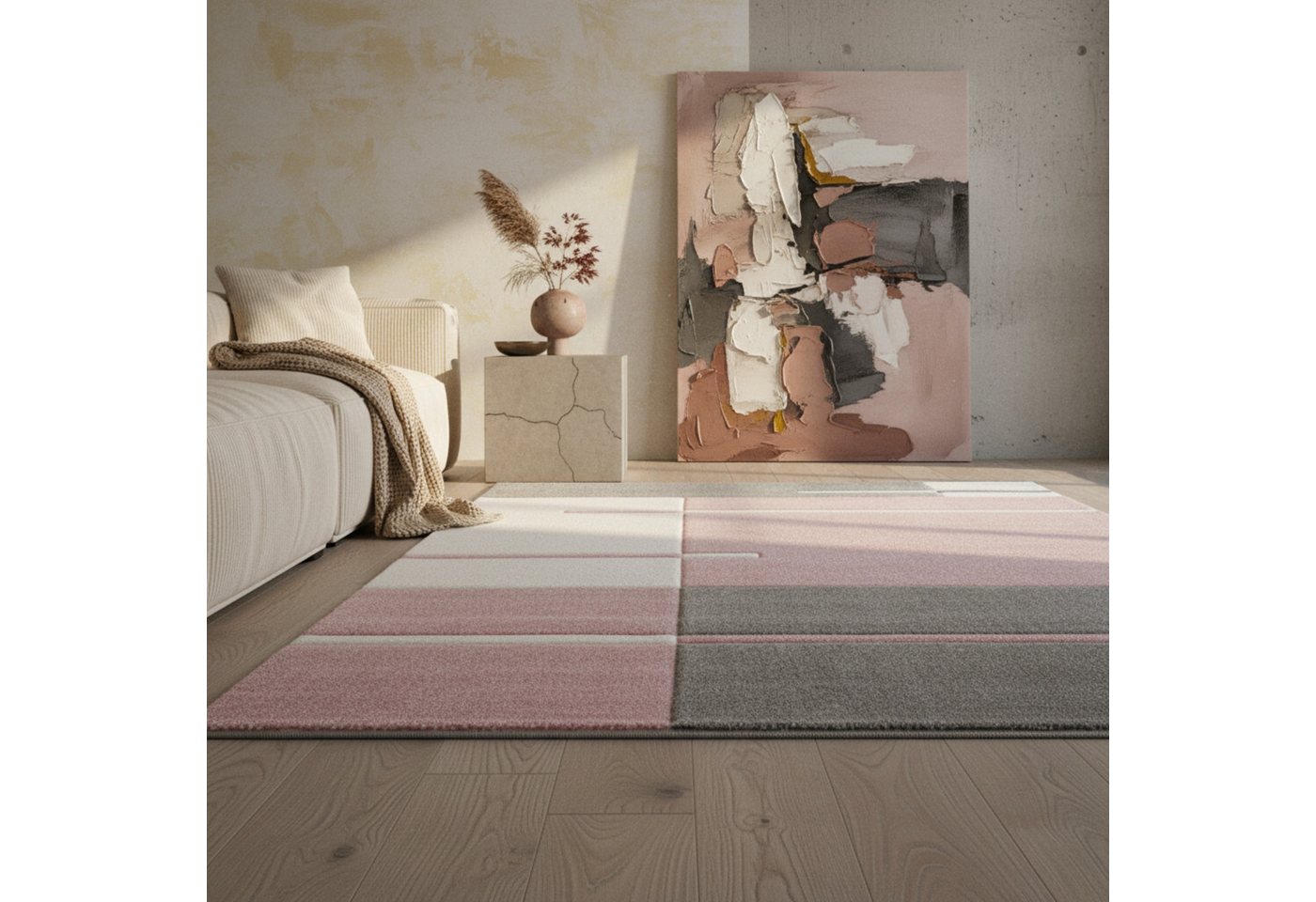 KADIMA DESIGN Teppich LATEMAR Wohnzimmer Schlafzimmer Waschbar Wohnzimmerteppich Esszimmer, Läufer, Höhe: 15 mm, Pink, 80x150 cm, Strapazierfähig Fußbodenheizun – Bild 5 von 5