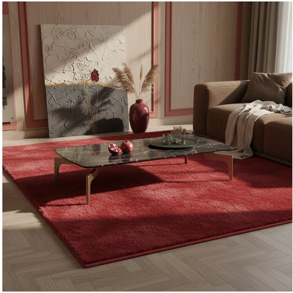KADIMA DESIGN Teppich NECKAR Wohnzimmer Waschbar Schlafzimmer Wohnzimmerteppich Esszimmer, Läufer, Höhe: 22 mm, Rot, 60x110 cm, Strapazierfähig Modern Esszimmer