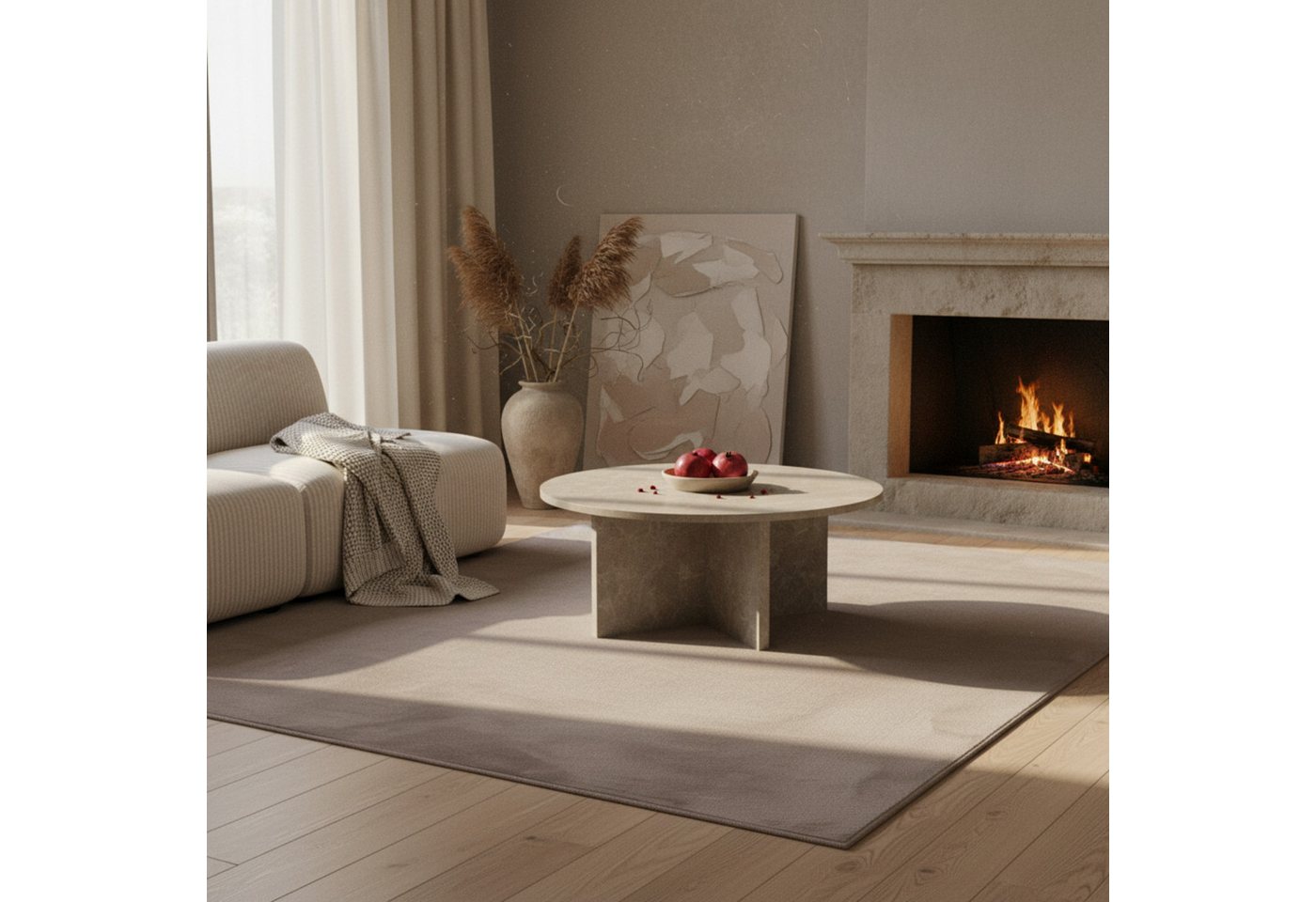 KADIMA DESIGN Teppich NECKAR Wohnzimmer Waschbar Schlafzimmer Wohnzimmerteppich Esszimmer, Läufer, Höhe: 22 mm, Beige, 60x110 cm, Strapazierfähig Esszimmerteppi – Bild 2 von 5