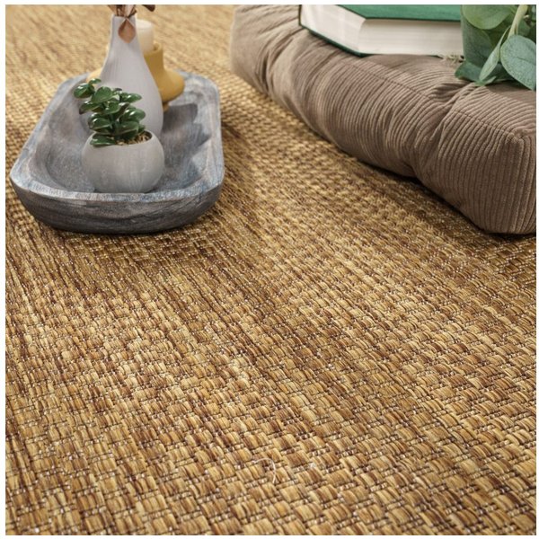 KADIMA DESIGN Teppich Unifarben Wohnzimmer schmutzabweisend Teppich Kurzflor, Rechteckig, Höhe: 4 mm, 100% Polypropylen,60x100, Braun-Beige