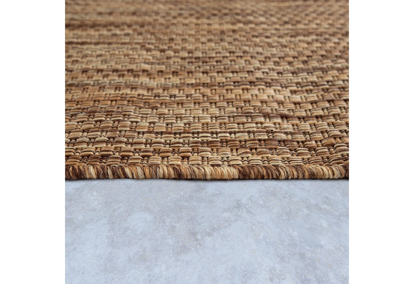 KADIMA DESIGN Teppich Unifarben Wohnzimmer schmutzabweisend Teppich Kurzflor, Rechteckig, Höhe: 4 mm, 100% Polypropylen,60x100, Braun-Beige – Bild 3 von 4