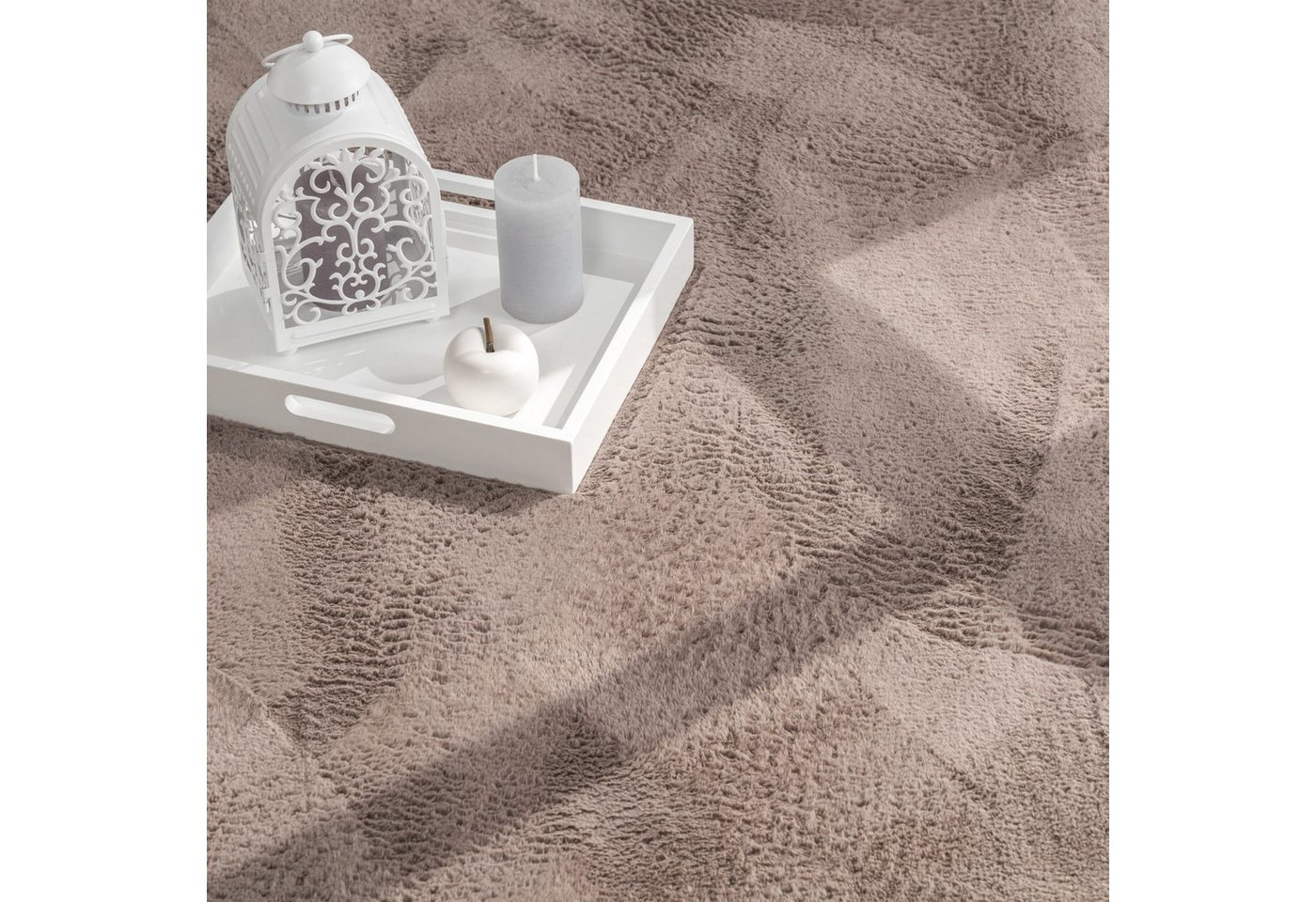 KADIMA DESIGN Teppich waschbar Einfarbig Wohnzimmer schmutzabweisend Teppich Kurzflor, Rund, Höhe: 14 mm, Florhöhe: 10 mm, Polyester, Rund, 80D, Taupe – Bild 3 von 5
