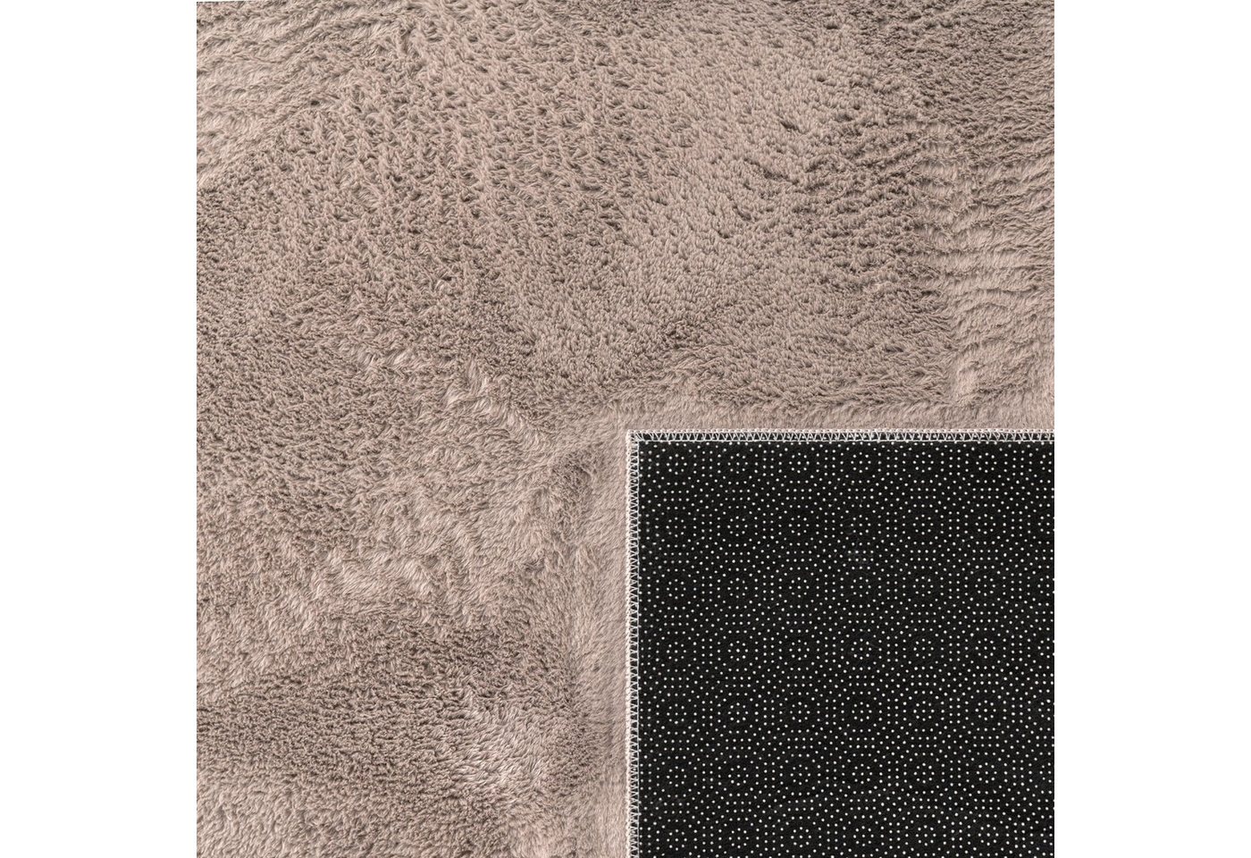 KADIMA DESIGN Teppich waschbar Einfarbig Wohnzimmer schmutzabweisend Teppich Kurzflor, Rund, Höhe: 14 mm, Florhöhe: 10 mm, Polyester, Rund, 80D, Taupe – Bild 5 von 5