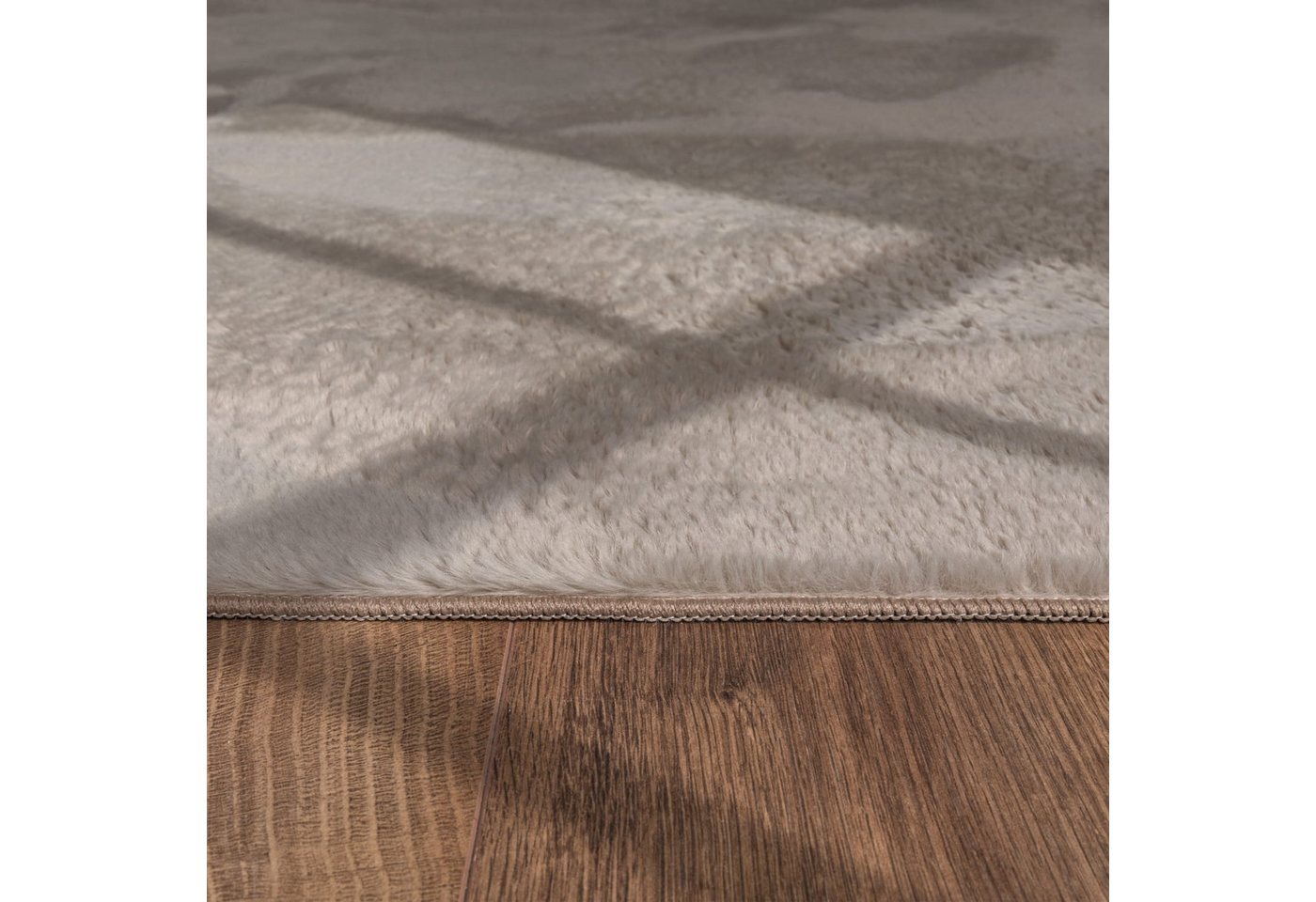 KADIMA DESIGN Teppich waschbar Einfarbig Wohnzimmer schmutzabweisend Teppich Kurzflor, Rund, Höhe: 14 mm, Florhöhe: 10 mm, Polyester, Rund, 80D, Beige – Bild 4 von 5