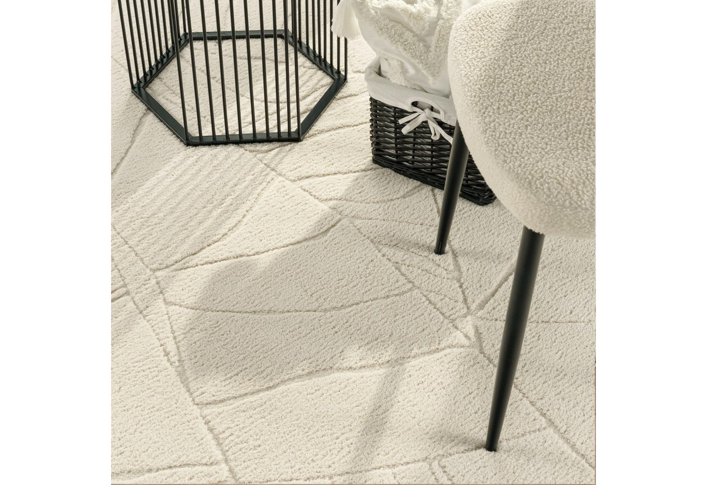 KADIMA DESIGN Teppich waschbar Struktur Wohnzimmer schmutzabweisend Teppich Kurzflor, Läufer, Höhe: 16 mm, Florhöhe: 12 mm, 100% Polyester, Rechteckig, 80x150cm – Bild 3 von 5