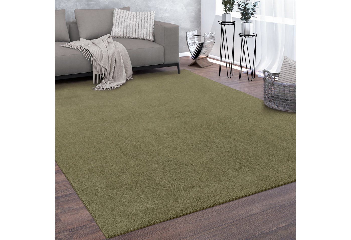 KADIMA DESIGN Teppich waschbar Unifarben Wohnzimmer schmutzabweisend Teppich Kurzflor, Rechteckig, Höhe: 14 mm, Florhöhe: 10 mm, 100% Polyester, Läufer, 60x100c – Bild 4 von 5