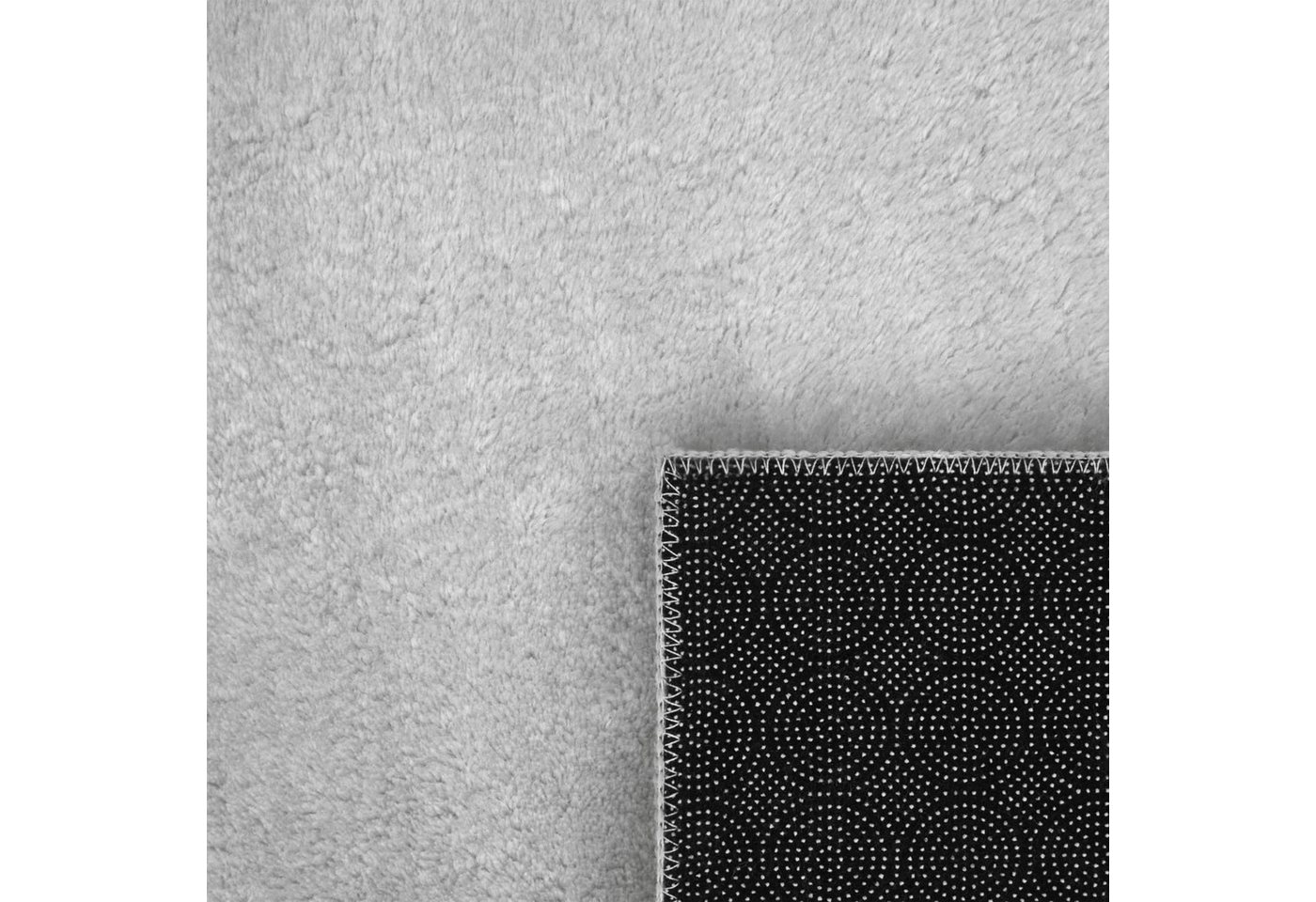 KADIMA DESIGN Teppich waschbar Unifarben Wohnzimmer schmutzabweisend Teppich Kurzflor, Rund, Höhe: 14 mm, Florhöhe: 10 mm, Polyester, Rücken aus Felt + Dots, Ru – Bild 5 von 5