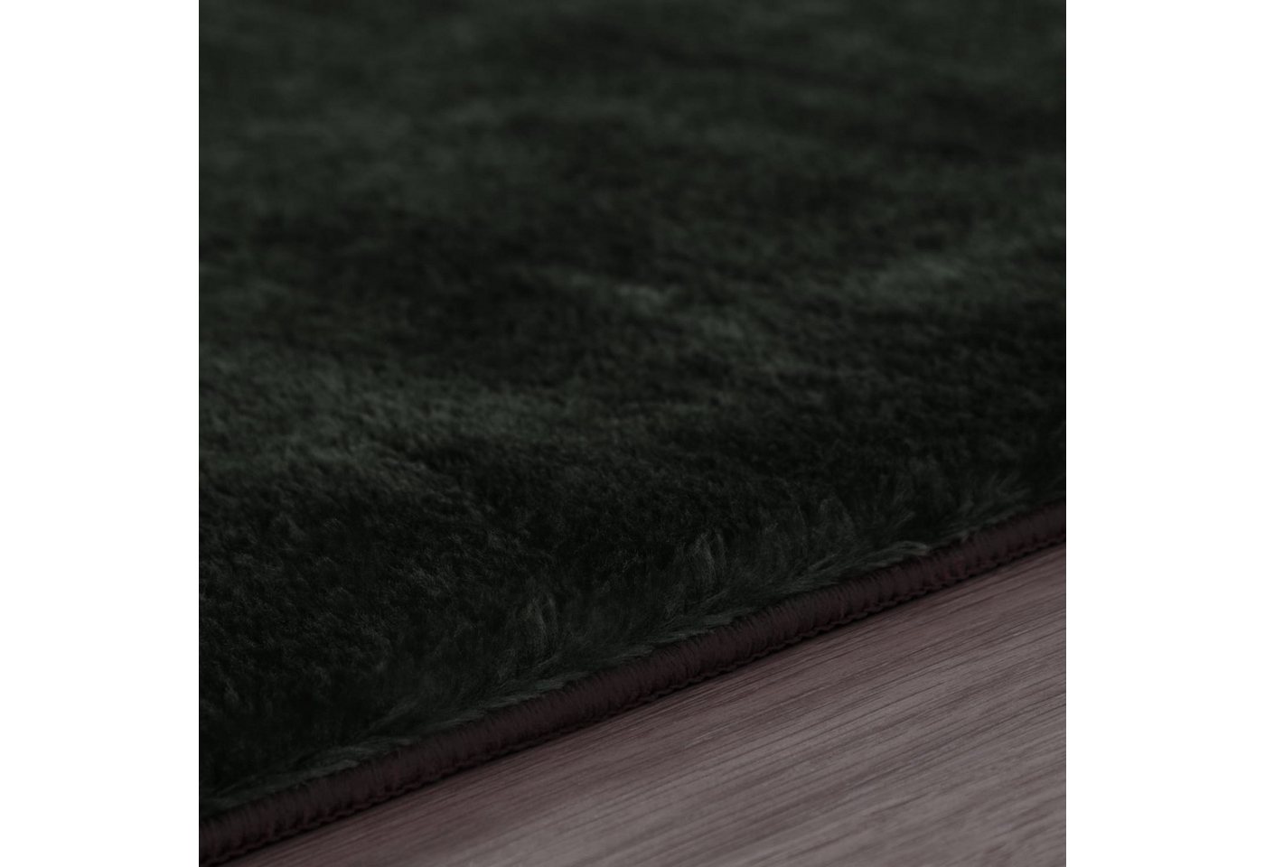 KADIMA DESIGN Teppich waschbar Unifarben Wohnzimmer schmutzabweisend Teppich Kurzflor, Rund, Höhe: 14 mm, Florhöhe: 10 mm, Polyester, Rund, 80D, Schwarz – Bild 3 von 5