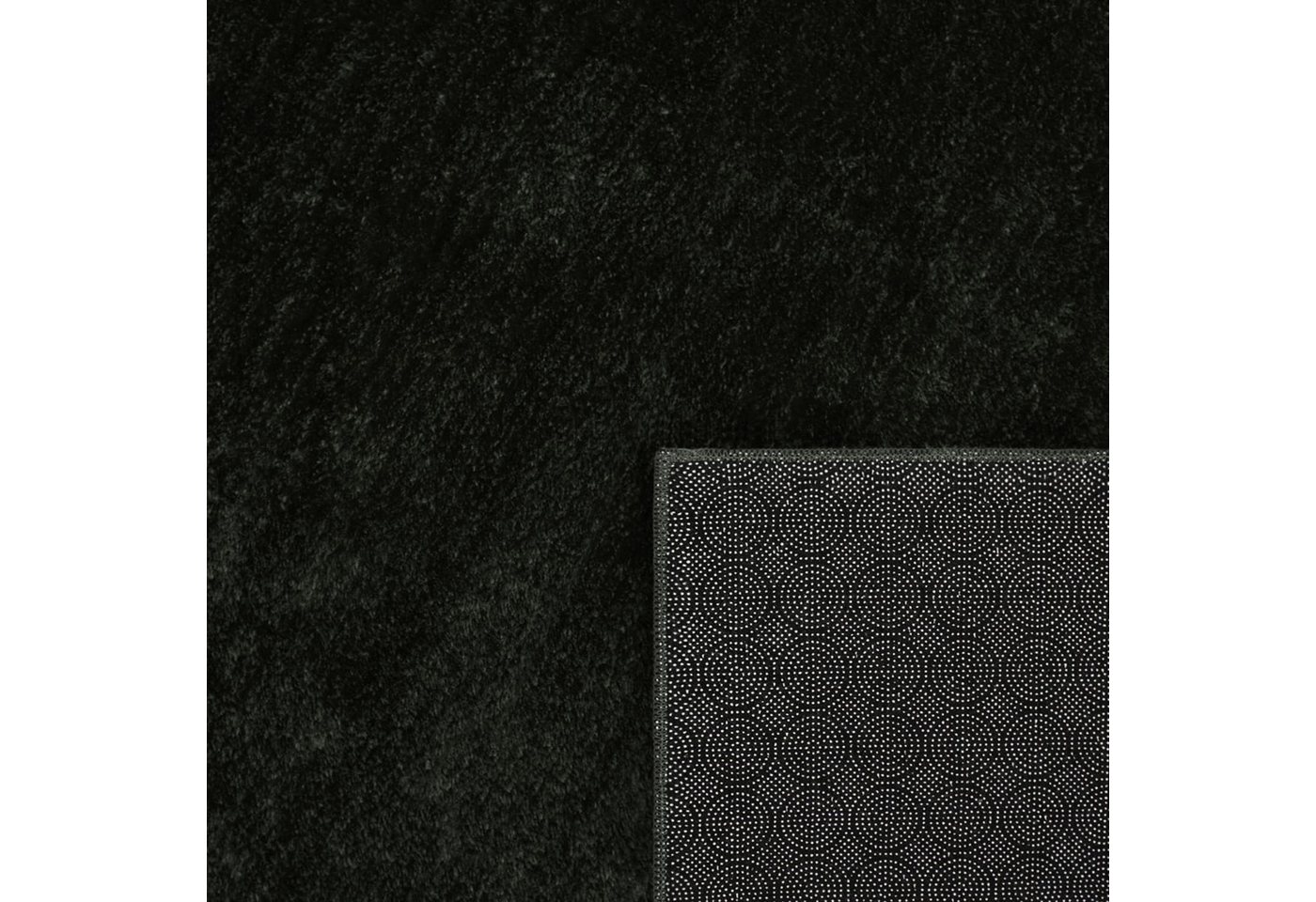 KADIMA DESIGN Teppich waschbar Unifarben Wohnzimmer schmutzabweisend Teppich Kurzflor, Rund, Höhe: 14 mm, Florhöhe: 10 mm, Polyester, Rund, 80D, Schwarz – Bild 5 von 5