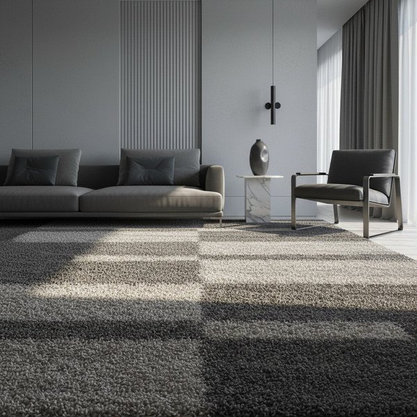 KADIMA DESIGN Teppich WERFEN Shaggy Langflor Wohnzimmer Schlafzimmer Waschbar Kariert, Rund, Höhe: 32 mm, Taupe, 80x80 cm, Wohnzimmerteppich Strapazierfähig Was