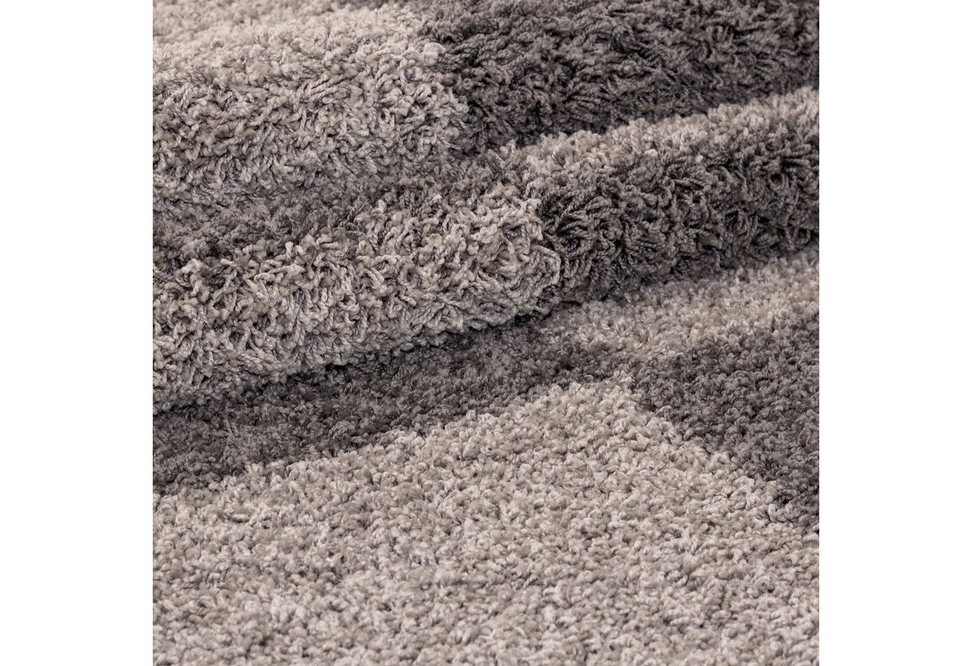 KADIMA DESIGN Teppich WERFEN Shaggy Langflor Wohnzimmer Schlafzimmer Waschbar Kariert, Rund, Höhe: 32 mm, Taupe, 80x80 cm, Wohnzimmerteppich Strapazierfähig Was – Bild 5 von 5