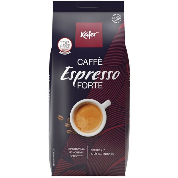 Käfer Kaffee Caffè Espresso Forte, 1 kg, ganze Bohnen, Gastronomie-Standard