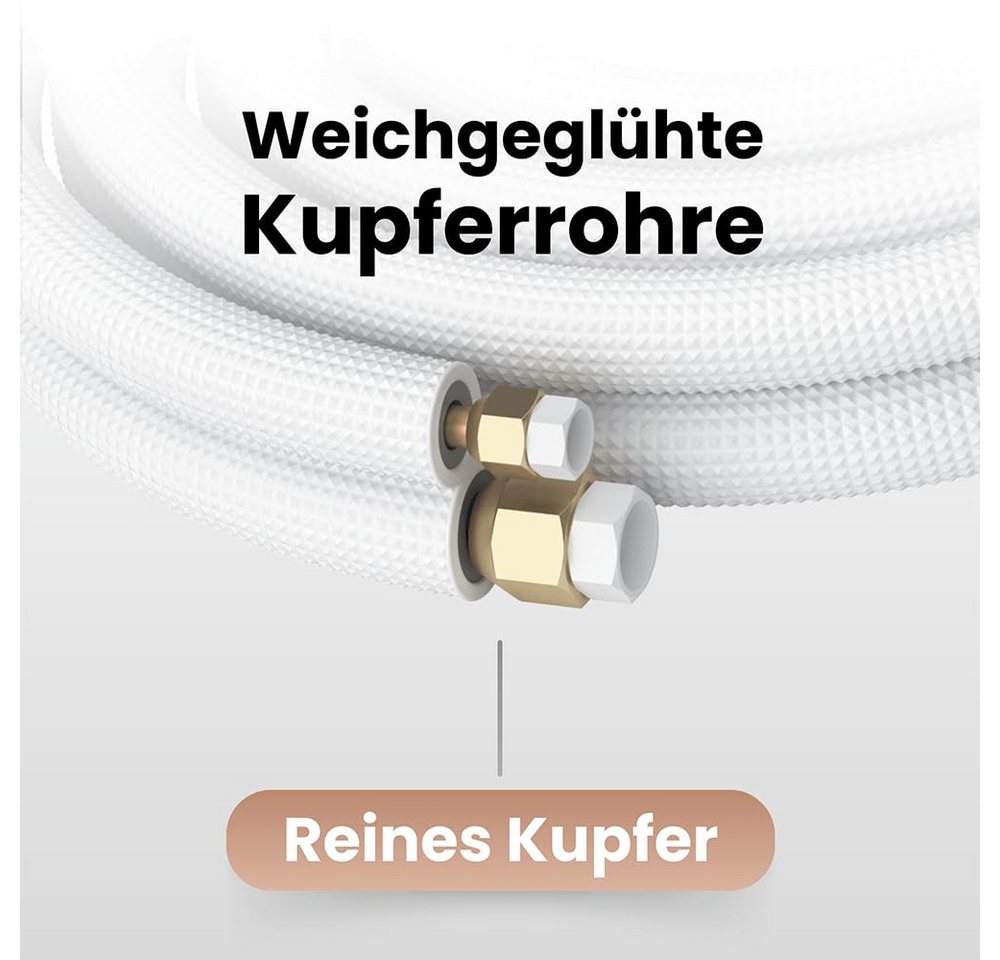 Kältebringer Kupferrohr, Kältemittelleitung 1/4" 3/8" für Split Klimaanlagen, Isoliert, 5-adrig – Bild 5 von 5