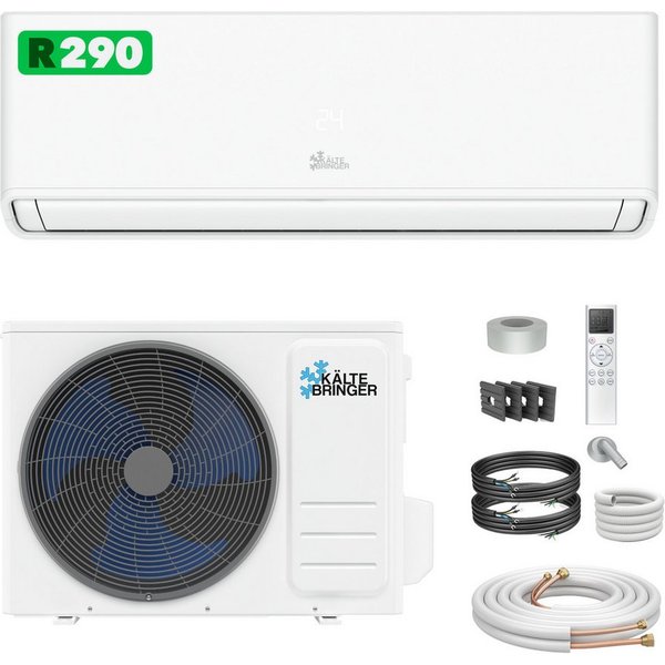 Kältebringer Split-Klimagerät R290 Split Klimaanlage Set - 12000 BTU - Kühlen & Heizen - A+++, 3,7 kW, WiFi/App, inkl. Montagematerial, sehr leise und energiesp