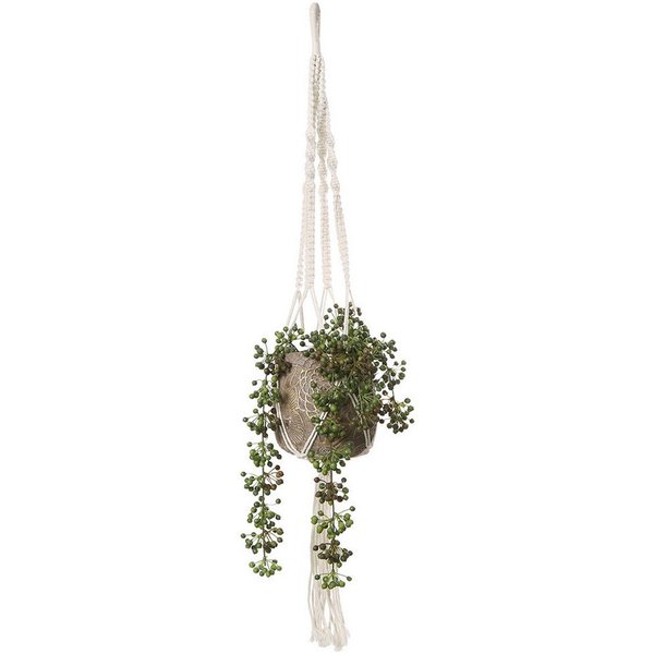 Kaemingk Blumenampel Makramee Blumenampel Creme Boho-Stil Ø18-19cm H85cm
