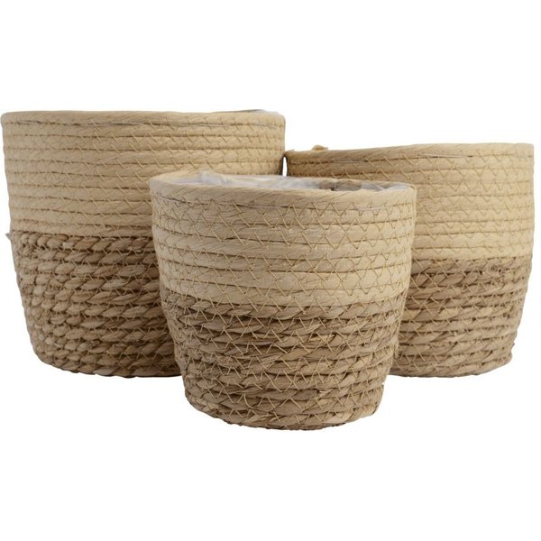 Kaemingk Blumentopf, Seegras Blumentopf geflochten 13-15-17cm braun / beige 3er Set