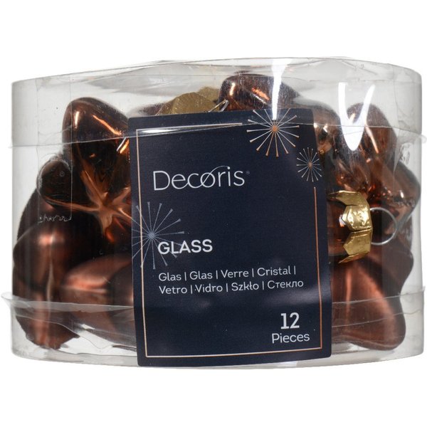 Kaemingk Christbaumschmuck, Christbaumschmuck Sterne 4cm Glas 12 Stück - Espressobraun