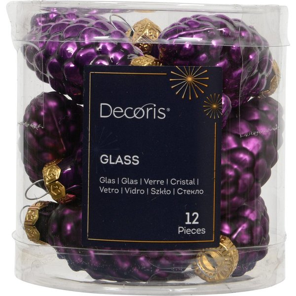 Kaemingk Christbaumschmuck, Christbaumschmuck Zapfen 6cm Glas 12 Stück - Feige
