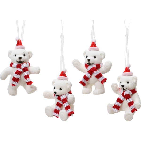 Kaemingk Christbaumschmuck, Christbaumschmuck Eisbär Kunststoff 9,5cm Figur 1 Stück sortiert Weiß