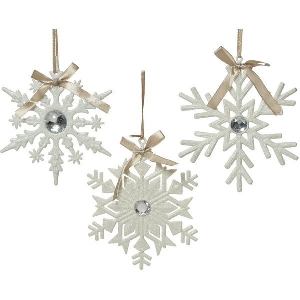Kaemingk Christbaumschmuck, Christbaumschmuck Schneeflocke Kunststoff 15cm weiß 1 Stück sortiert