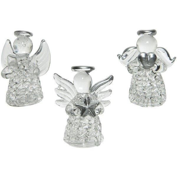 Kaemingk Christbaumschmuck, Christbaumschmuck Glas Engel 4cm klar transparent, 1 Stück sortiert