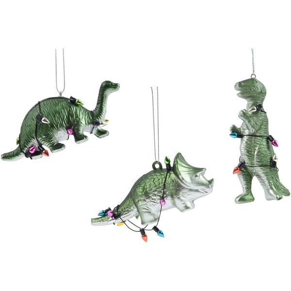 Kaemingk Christbaumschmuck, Christbaumschmuck Kunststoff 10cm Dinosaurier Figur 1 Stück sort. Grün