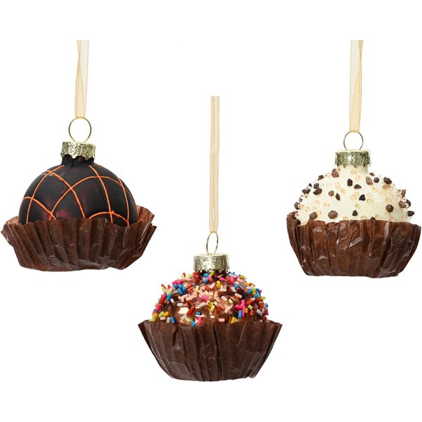 Kaemingk Christbaumschmuck, Christbaumschmuck Glas 5cm Schoko Praline Figur 1 Stück sort. Braun