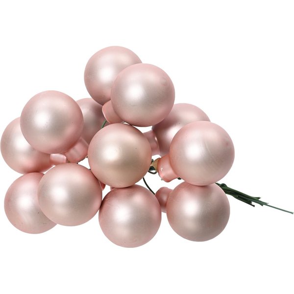 Kaemingk Christbaumschmuck, Weihnachtskugeln am Draht 2cm Glas 12 Stück - Rosa matt