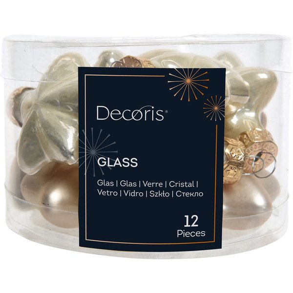 Kaemingk Christbaumschmuck, Christbaumschmuck Sterne 4cm Glas 12 Stück - Perle