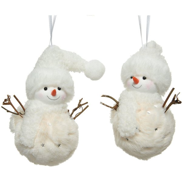 Kaemingk Christbaumschmuck, Christbaumschmuck Schneemann mit Mütze 13cm weiß, 1 Stück sortiert