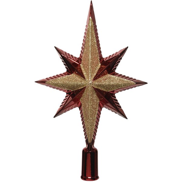 Kaemingk Christbaumspitze Christbaumschmuck Christbaumspitze bruchfest rot glitter H 25,5 cm