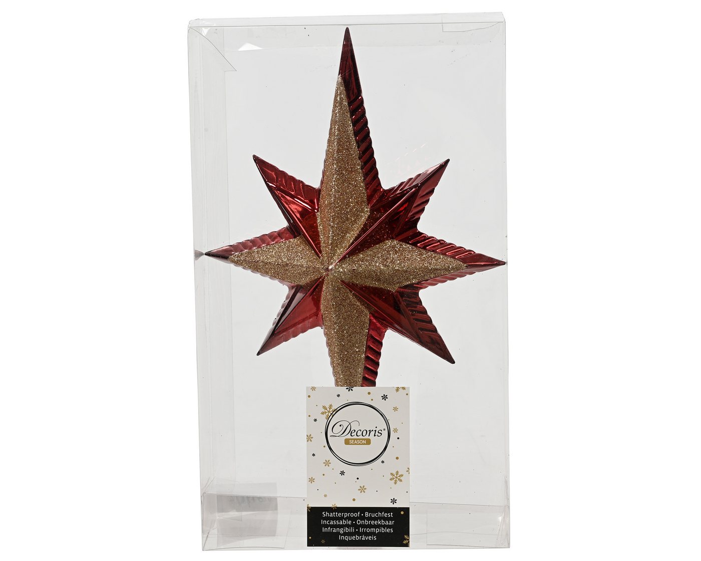 Kaemingk Christbaumspitze Christbaumschmuck Christbaumspitze bruchfest rot glitter H 25,5 cm – Bild 2 von 2