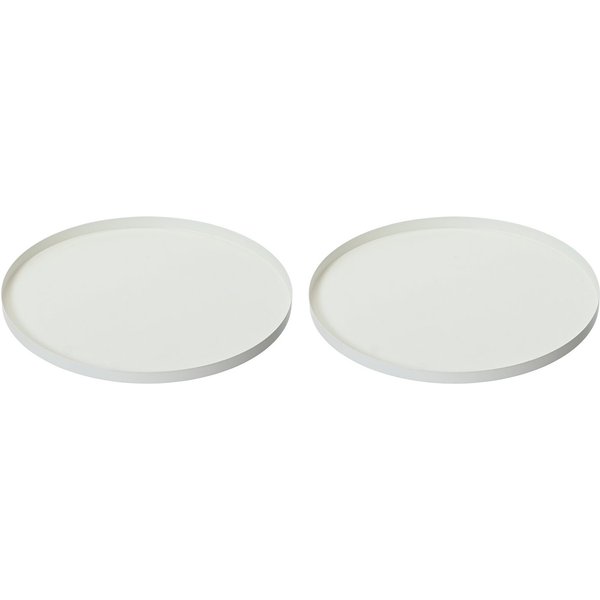 Kaemingk Dekotablett, Dekoratives Tablett rund 30-35cm Metall matt 2er Set - Weiß