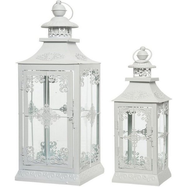Kaemingk Kerzenlaterne Laterne Eisenlaterne romantik Windlichtlaterne creme 2er Set