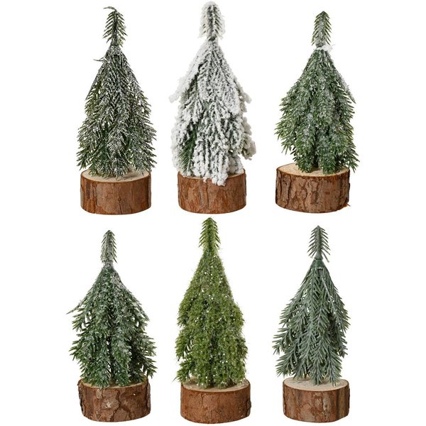 Kaemingk Künstlicher Weihnachtsbaum, Tannenbaum künstlich mit Holzsockel 11cm 1 Stück sortiert