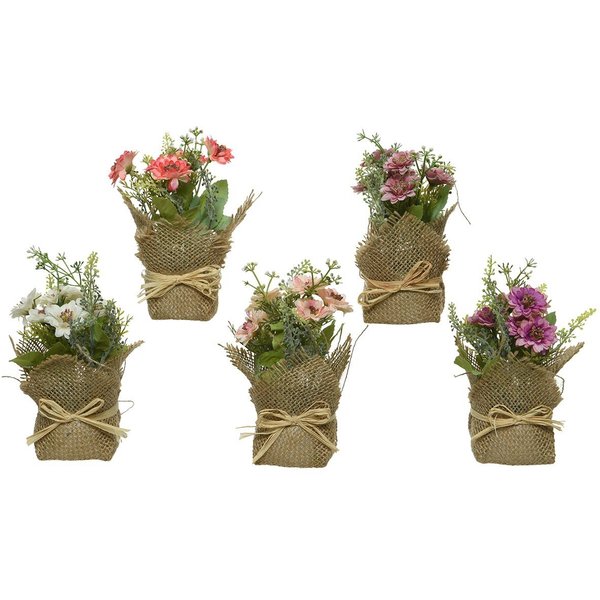 Kunstblume, Kaemingk, Kunstblumen im Jute Topf 17cm, 1 Stück farbig sortiert