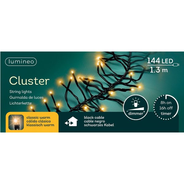 Kaemingk LED-Lichterkette LED Clusterbeleuchtung Outdoor L.130cm 144L klassisch warm
