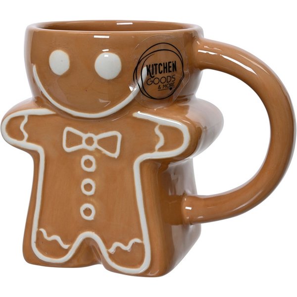 Kaemingk Tasse, Keramik, Tasse Keramik mit Griff 9,5cm Lebkuchenmann Braun