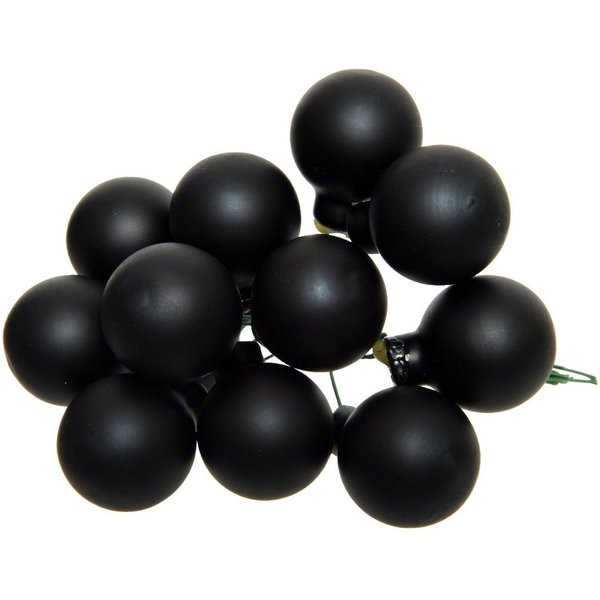 Kaemingk Weihnachtsbaumkugel, Weihnachtskugeln am Draht 2cm Glas 12 Stück - Schwarz matt