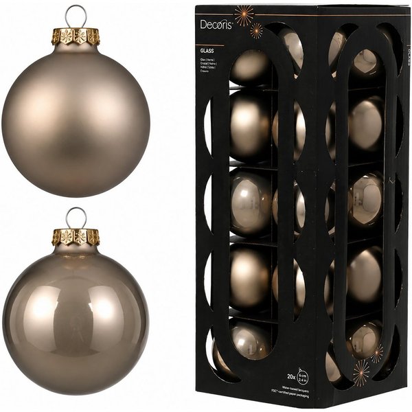 Kaemingk Weihnachtsbaumkugel, Weihnachtskugeln Glas 6cm 20 Stück - Rauchperle