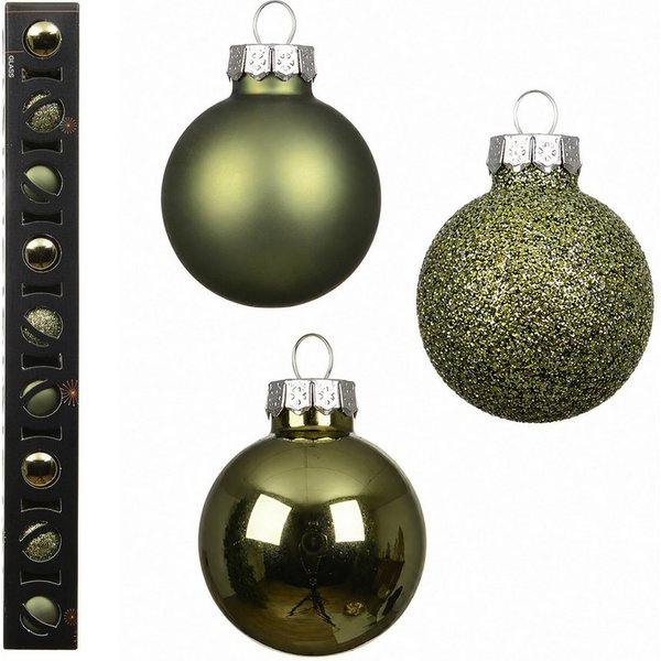 Kaemingk Weihnachtsbaumkugel, Weihnachtskugeln Glas 3cm Glanz Matt Glitzer 9er Set - Rosmarin