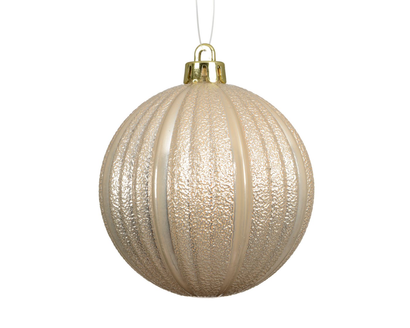 Kaemingk Weihnachtsbaumkugel, Weihnachtskugeln Kunststoff 8cm geriffelt 6 Stück - Perle – Bild 2 von 3