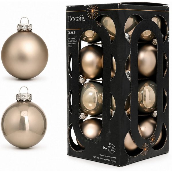 Kaemingk Weihnachtsbaumkugel, Weihnachtskugeln Glas 3,5cm 16 Stück - Rauchperle