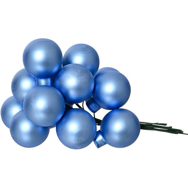 Kaemingk Weihnachtsbaumkugel, Weihnachtskugeln am Draht 2cm Glas 12 Stück - Himmelblau matt