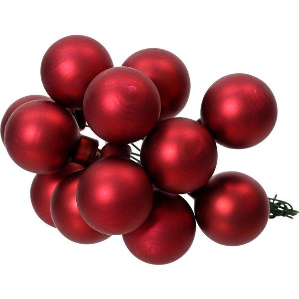 Kaemingk Weihnachtsbaumkugel, Weihnachtskugeln am Draht 2cm Glas 12 Stück - Ochsenblut matt