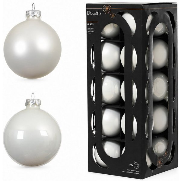 Kaemingk Weihnachtsbaumkugel, Weihnachtskugeln Glas 6cm 20 Stück - Winterweiß