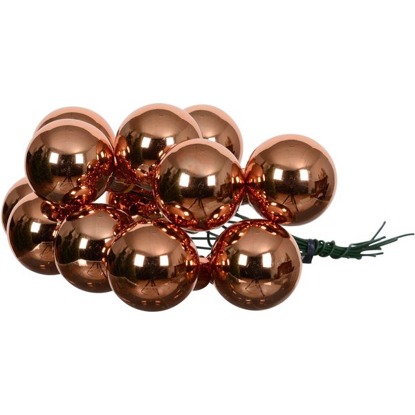 Kaemingk Weihnachtsbaumkugel, Weihnachtskugeln am Draht 2cm Glas 12 Stück - Brandy glänzend