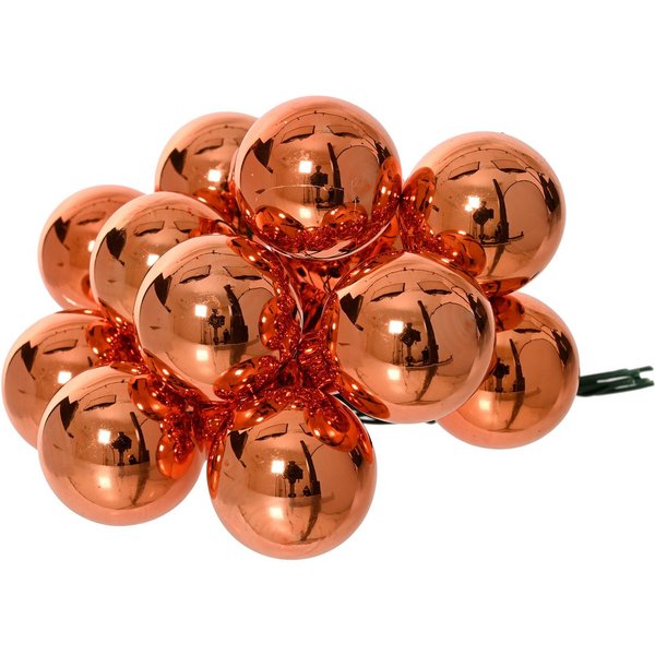 Kaemingk Weihnachtsbaumkugel, Weihnachtskugeln am Draht 2cm Glas 12 Stück - Warmorange glänzend