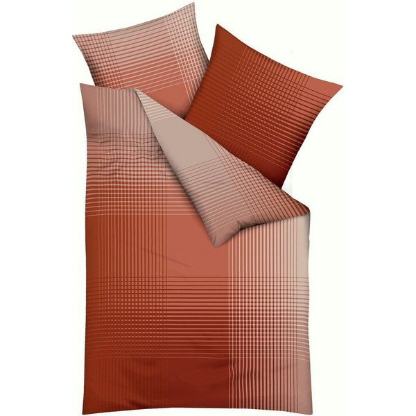 Kaeppel Bettwäsche MASTER 100% Baumwolle, Mako-Satin, 2 teilig, mit Karomuster, Markenreißverschluss